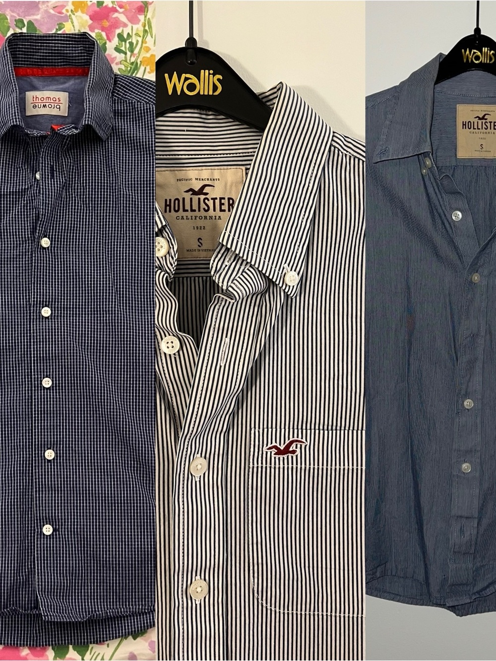 Bundle! 3x Men’s Shirts Hollister Slim-Fit Long Sleeve Button-Down Thomas Browne
